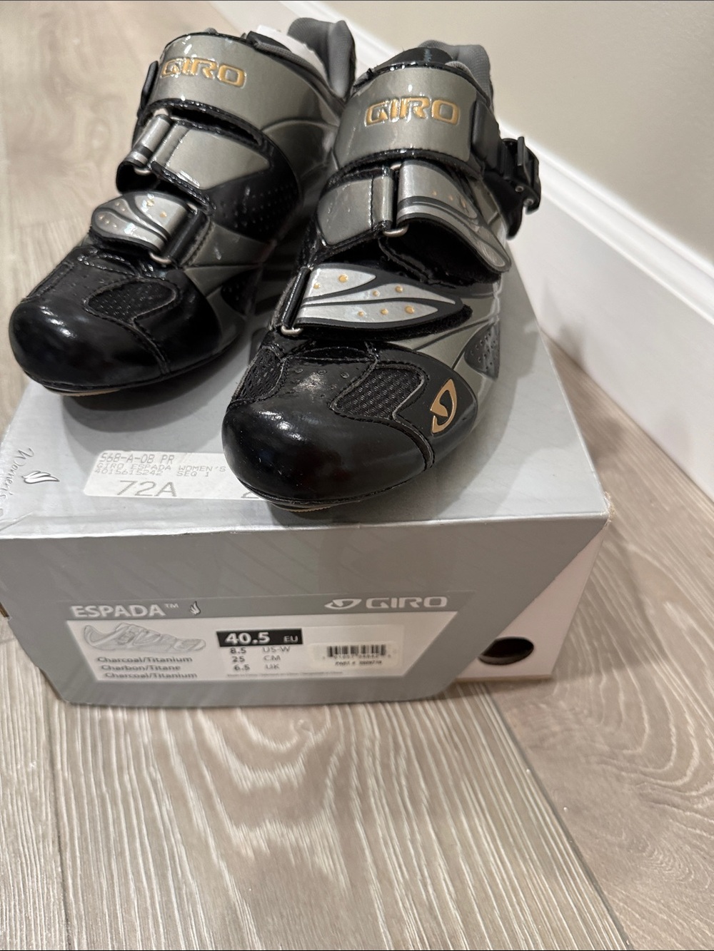 Giro womens Cycling Shoes in Black, Gray and Gold Accents
